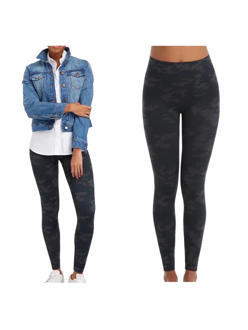 SPANX Leggings NEW Look At Me Now Black Camo Mid Rise Women's Medium